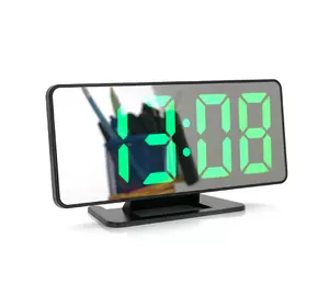 Електронний годинник VST-888 Дзеркальний дисплей, з датчиком температури, будильник, живлення від кабелю USB, Green