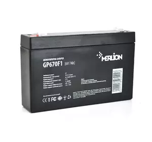 Акумулятор MERLION AGM GP670F1 6 V 7Ah ( 150 x 35 x 95 (100 )) Q10/1080