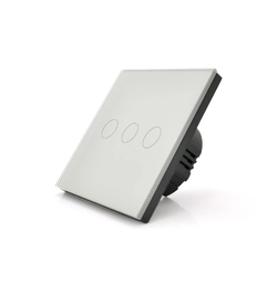 Сенсорний вимикач з заземленням + WiFi керування, трьохканальний, білий, 86х86х35мм