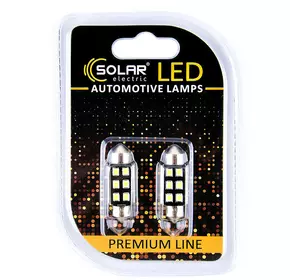 Светодиодные LED автолампы SOLAR Premium Line 12V SV8.5 T11x36 6SMD 2835 CANBUS white блистер 2шт (SL1362)