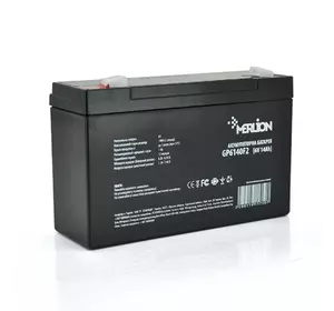 Акумуляторна батарея MERLION AGM GP6140F2 6 V 14Ah ( 150 x 50 x 95 (100) ) Q10