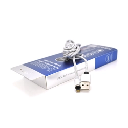 Магнітний кабель PiPo USB 2.0 /Lighting, 2m, 2А, тканинна оплетка, броньований, знімач, Silver, BOX