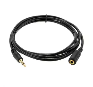 Подовжувач Audio DC3.5 тато-мама 5.0м, GOLD Stereo Jack, (круглий) Black cable, Пакет Q240