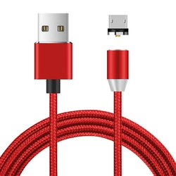 Магнітний кабель Ninja USB 2.0 / Micro, 1m, 2А, індикатор заряду, тканинна оплетка, броньований, знімач, Red, Blister-Box
