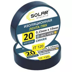 Изолента SOLAR IT120 синяя 20м