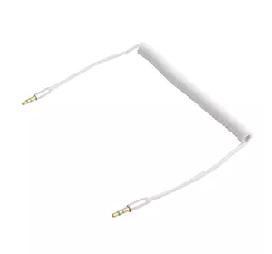 Кабель AUX Audio DC3.5 тато-тато 1.5м пружина, CCA Stereo Jack, (круглий) White cable, Box