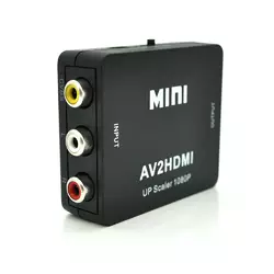 Конвертер Mini, AV to HDMI, ВХІД 3RCA(мама) на ВИХІД HDMI(мама), 720P/1080P, Black, BOX