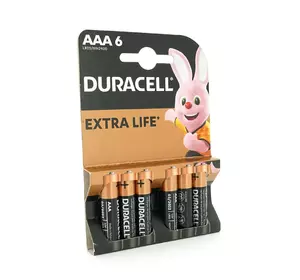 Батарейка лужна DURACELL LR03 (ААА) MN2400, 6шт у блістері, ціна за блістер