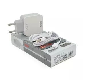 Набір 2 в 1 СЗУ With Iphone Cable 110-240V MY-A303, 3 x USB, 5V/15W, Output: 5V/3.1A, White, Blister-box, Q25