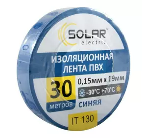 Изолента SOLAR IT130 синяя 30м