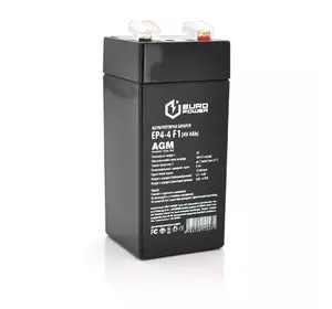 Акумуляторна батарея EUROPOWER AGM EP4-4F1 4 V 4 Ah ( 47 x 47 x  100 (105) )  Black Q30