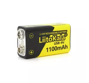 Акумулятор LiitoKala 9V/1100mAh, крона, USB вихід, NiMH Rechargeable Battery, 1 штука в блістері ціна за блістер