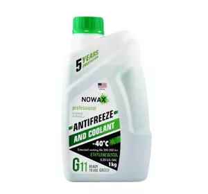 Антифриз NOWAX G11 -40°C зеленый готовая жидкость 1 кг (NX01008)