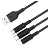 Кабель синхронизации Hoco X25 combo USB to Lightning Micro-USB Type-C 1м 2А черный (X25)