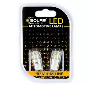 Светодиодные LED автолампы SOLAR Premium Line 12V T10 W2.1x9.5d 5SMD 5050 white блистер 2шт (SL1330)
