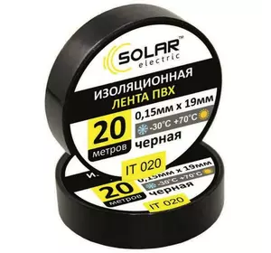 Изолента SOLAR IT020 черная 20м