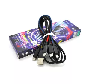 Кабель HOCO X76 USB-1 4 in 1 Micro/2*Iphone/Type-C, 2A, довжина 1м, Mix color, Box