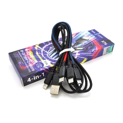 Кабель HOCO X76 USB-1 4 in 1 Micro/2*Iphone/Type-C, 2A, довжина 1м, Mix color, Box