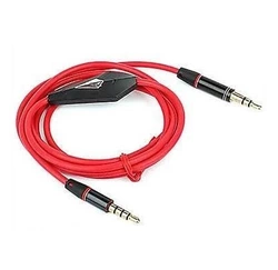 Кабель AUX з мікрофоном Audio DC3.5 тато-тато 1.0м, CCA Stereo Jack, (круглий) Red cable, Box