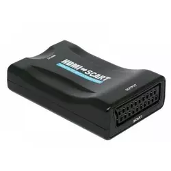 Конвертер HDMI (тато) на SCART (мама), 5V / 2A + перехідник, Black, Box, Q250