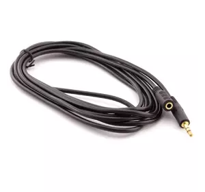 Подовжувач Audio DC3.5 тато-мама 1.5м, GOLD Stereo Jack, (круглий) Black cable, Пакет Q500