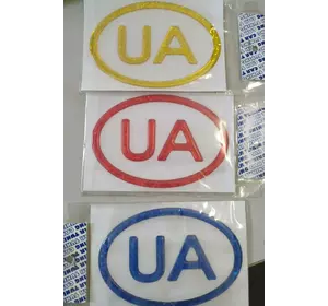 Наклейка знак "UA" цветная (90х140мм) (АМ)