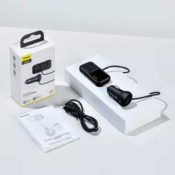 FM модулятор трансмиттер в автомобиль с 2мя USB портами с автомобильным зарядным устройством Baseus Wireless MP3 Car Charger T typed S-16 3.1A (CCTM-E01)