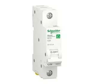 Автоматичний вимикач Schneider RESI9 20А, 1P, крива, 6кА