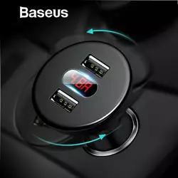 Автомобильное зарядное устройство 2 USB 4.8A 12-24V Baseus Shake-head Digital Display (CCALL-YT01)