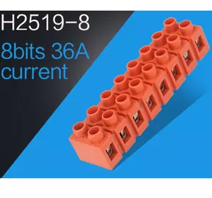Клемний блок H2519-8P 36A / 660V, матеріал мідь, перетин дроту 0.5-6мм2