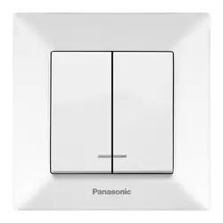 Вимикач Panasonic Arkedia Slim двоклавішний з підсвіткою, білий