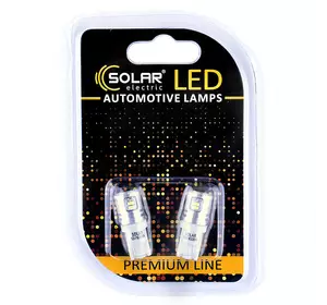 Светодиодные LED автолампы SOLAR Premium Line 12V T10 W2.1x9.5d 12SMD 3014 white блистер 2шт (SL1334)