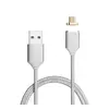 Магнітний кабель USB 2.0/Micro, 1m, 2А, індикатор заряду, тканинне обплетення, знімач, Silver, Blister ( під наконечник 8751 )