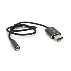 Перехідник для навушників VegGieg V-K201 USB2.0(M)-Jack3.5(F), Black, Box