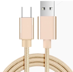 Магнітний кабель USB 2.0 / Type-C, 1m, 2А, індикатор заряду, тканинна оплетка, знімач, Gold, Blister