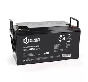 Аккумуляторная батарея EUROPOWER AGM EP12-65M6 12 V 65Ah ( 348 x 168 x 178) Black Q1