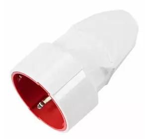 Штепсельне гніздо Євро із заземленням, розбірне, 16А 220V, колір білий/червоний, Q20