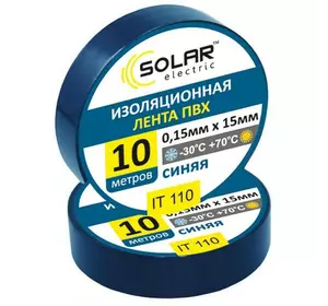 Изолента SOLAR IT110 синяя 10м