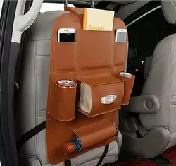 Органайзер в машину кожа на спинку сиденья коричневый (BA201317BR)