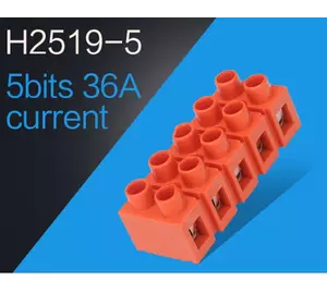 Клемний блок H2519-5P 36A / 660V, матеріал мідь, перетин дроту 0.5-6мм2