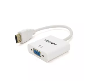 Конвертер VEGGIEG H-V1B HDMI (тато) на VGA (мама) 25cm, White, Пакет