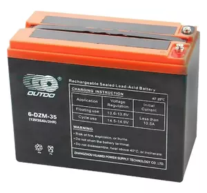 Тягова акумуляторна батарея AGM OUTDO 6-DZM-35 (EVF-35), 12V 35Ah, (223 х 105 х 174), Q1