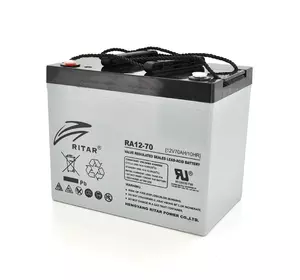 Акумуляторна батарея AGM RITAR RA12-70, Gray Case, 12V 70.0Ah ( 350 x 167 x 182 ) Q1