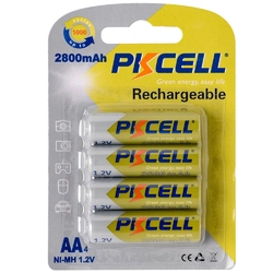 Акумулятор PKCELL 1.2V AA 2800mAh NiMH Rechargeable Battery, 4 штуки в блістері ціна за блістер, Q12