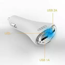 Адаптер-зарядное в прикуриватель 2 USB (1А+2А) AL-551
