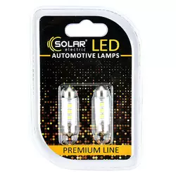 Светодиодные LED автолампы SOLAR Premium Line 24V SV8.5 T11x39 6SMD 2835 white блистер 2шт (SL2551)
