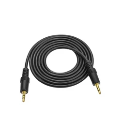 Кабель AUX Audio DC3.5 тато-тато 1.5м, GOLD Stereo Jack, (круглий) Black cable, Пакет Q500