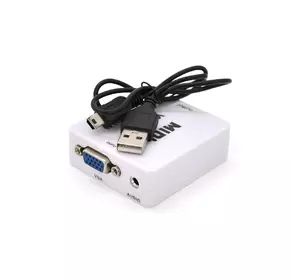 Конвертер VEGGIEG VH-101 Mini, HDMI to VGA, ВХІД VGA (мама) на ВИХІД HDMI (мама), White, Пакет