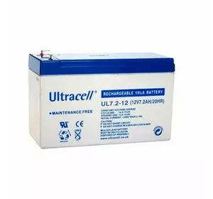Акумуляторна батарея Ultracell UL7.2-12 AGM 12V 7,2 Ah  (151 x 65 x 99) White Q8/420