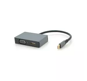 Хаб Type-C(тато) пластиковий, HDMI(мама)+VGA(мама), 23cm, Silver
